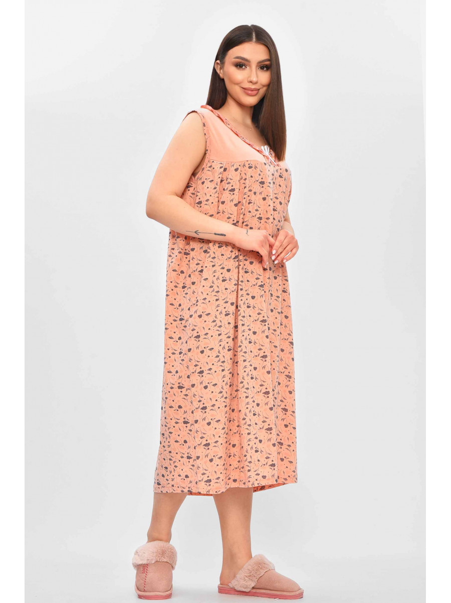 Ночная рубашка женская полубатальная пудрового цвета с принтом 0103 209667C