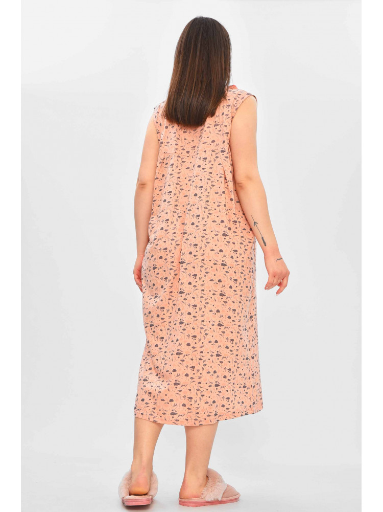 Ночная рубашка женская полубатальная пудрового цвета с принтом 0103 209667C