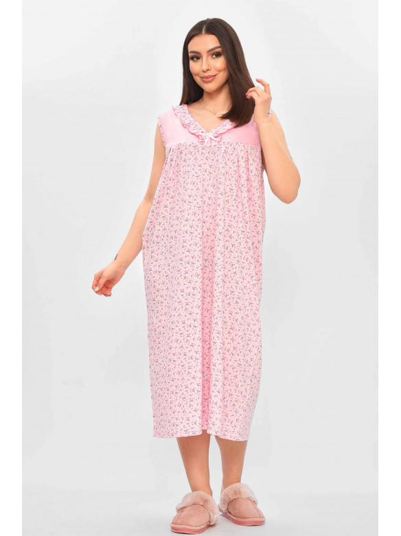 Ночная рубашка женская полубатальная розового цвета с принтом 0103 209668C