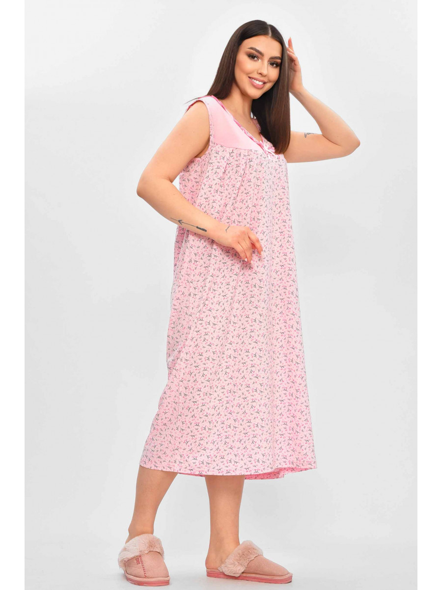 Ночная рубашка женская полубатальная розового цвета с принтом 0103 209668C