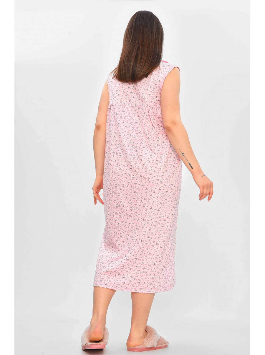 Ночная рубашка женская полубатальная розового цвета с принтом 0103 209668C