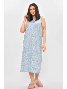 Нічна сорочка жіноча напівбатальна блакитного кольору з принтом 0103 209669C