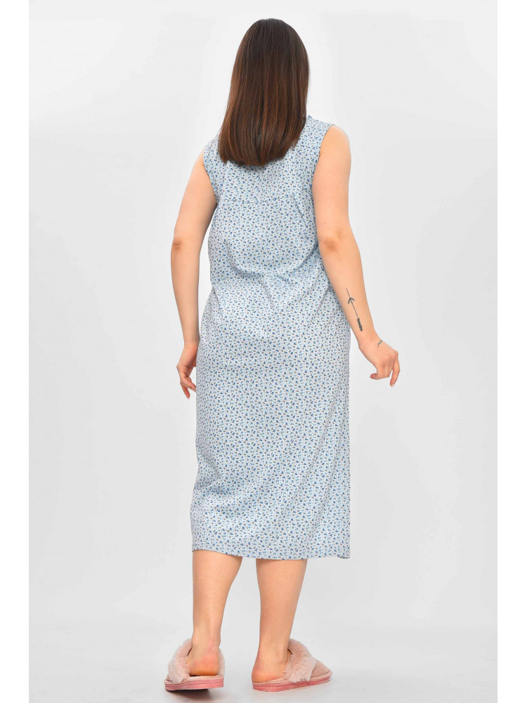 Ночная рубашка женская полубатальная голубого цвета с принтом 0103 209669C