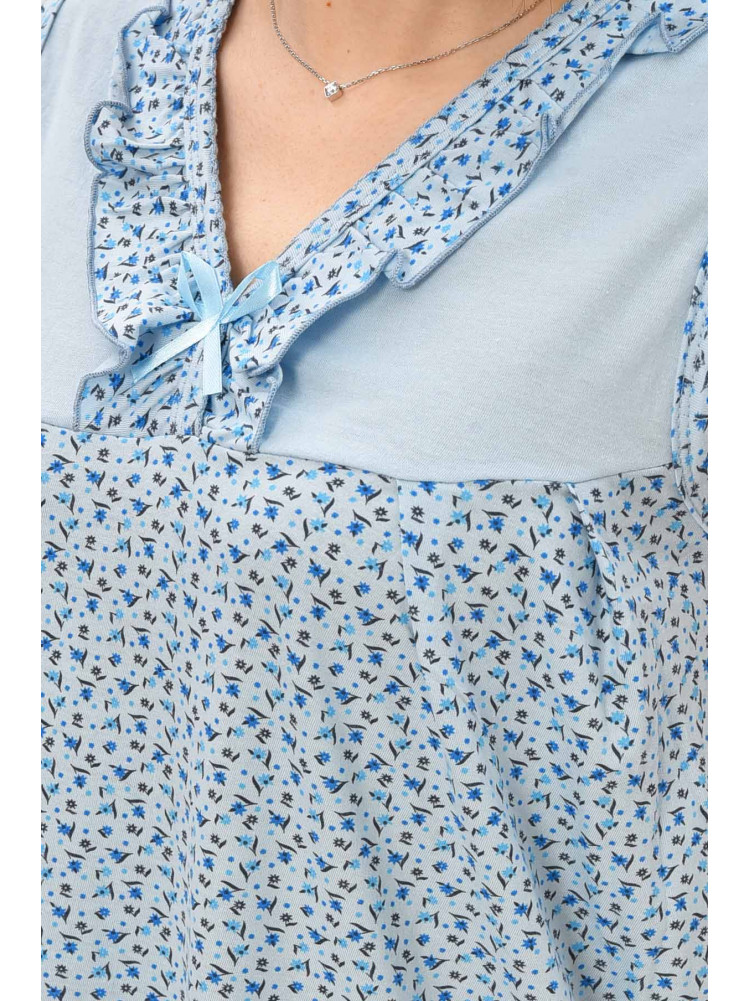 Ночная рубашка женская полубатальная голубого цвета с принтом 0103 209669C