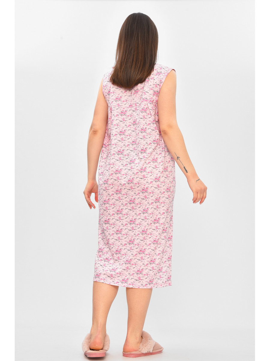 Ночная рубашка женская полубатальная розового цвета с принтом 0103 209670C