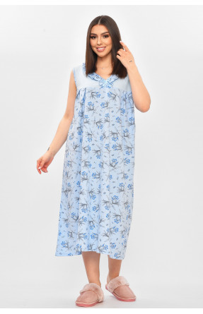 Ночная рубашка женская полубатальная голубого цвета с принтом 0103 209671C