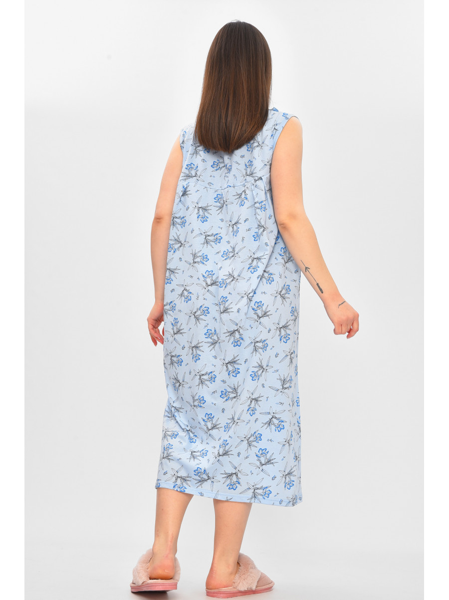 Ночная рубашка женская полубатальная голубого цвета с принтом 0103 209671C