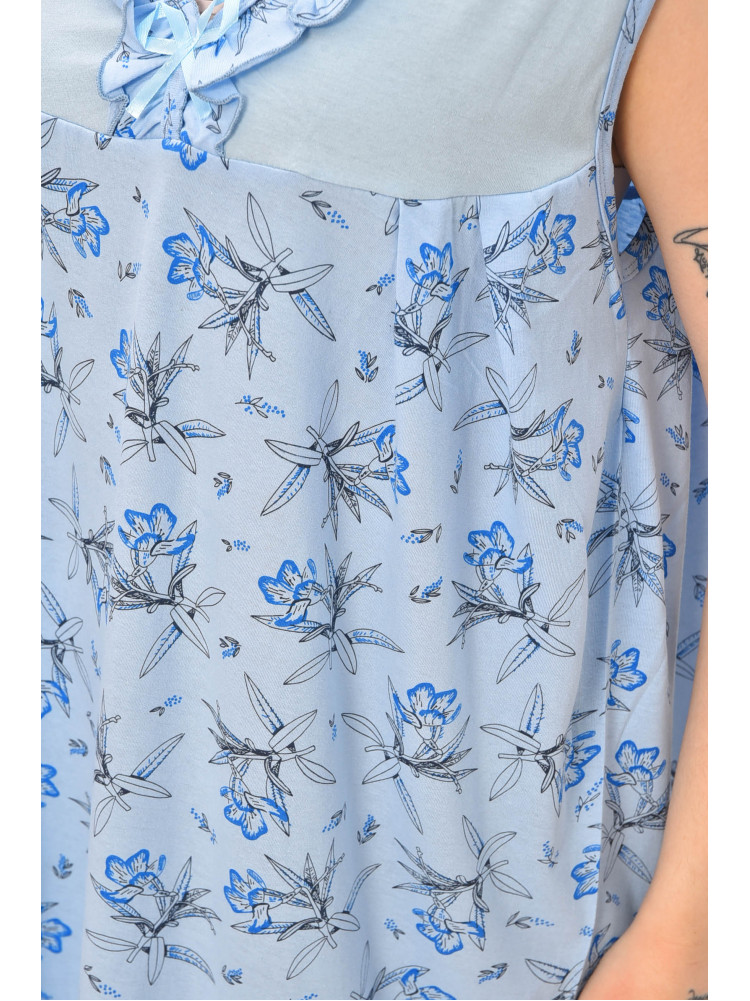 Ночная рубашка женская полубатальная голубого цвета с принтом 0103 209671C