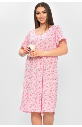 Ночная рубашка женская полубатальная розового цвета с принтом 625 209672C