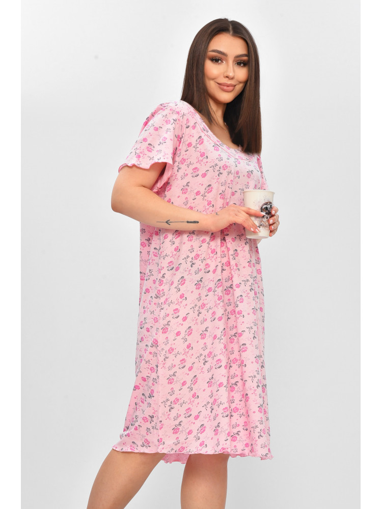 Ночная рубашка женская полубатальная розового цвета с принтом 625 209672C