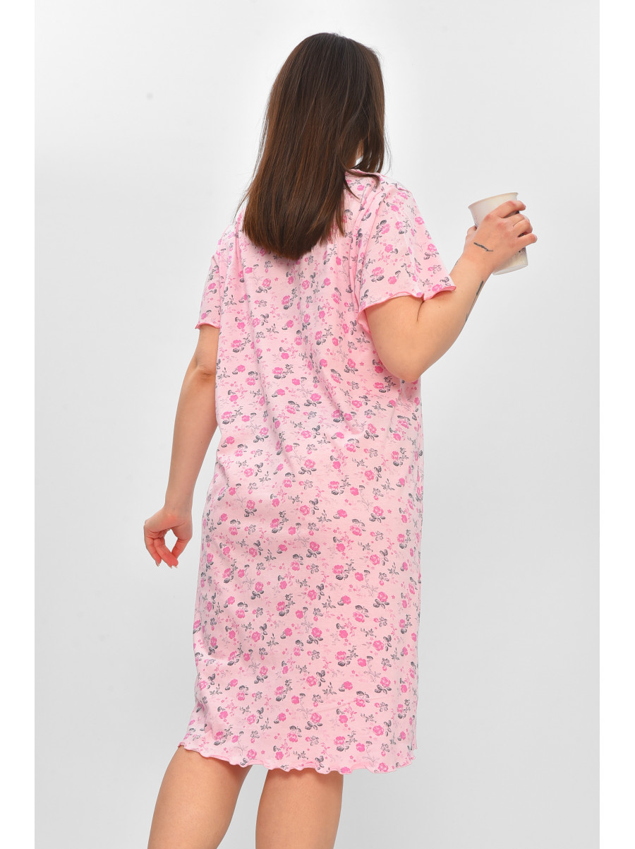 Ночная рубашка женская полубатальная розового цвета с принтом 625 209672C