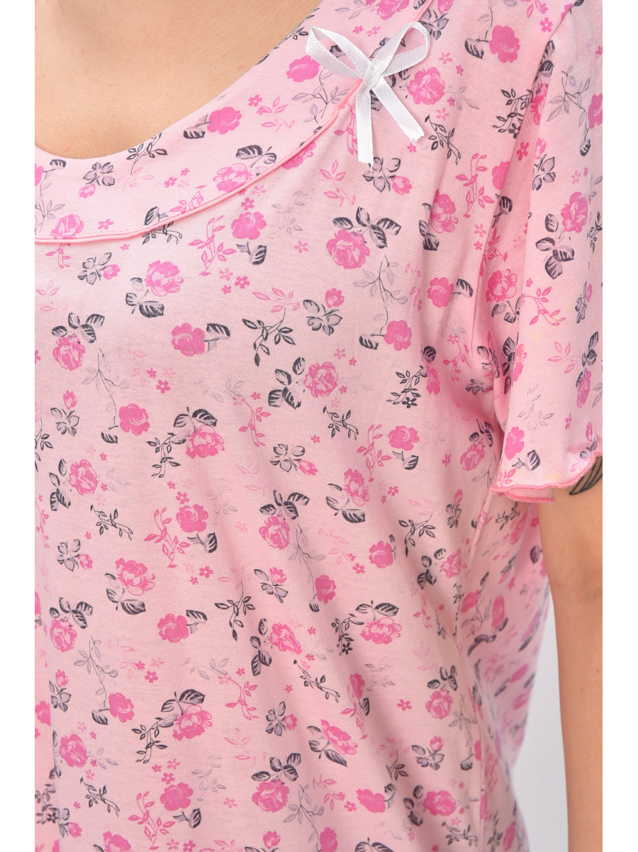 Ночная рубашка женская полубатальная розового цвета с принтом 625 209672C