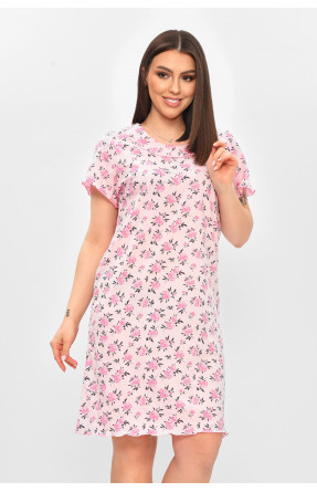 Ночная рубашка женская полубатальная розового цвета с принтом 625 209673C