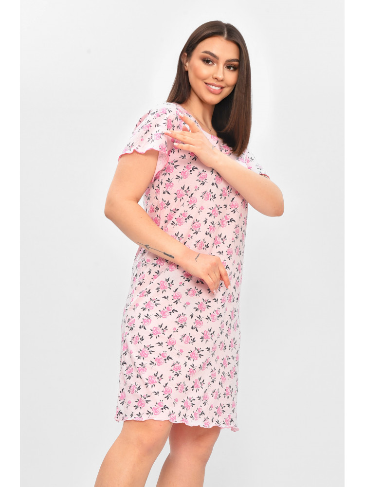 Ночная рубашка женская полубатальная розового цвета с принтом 625 209673C
