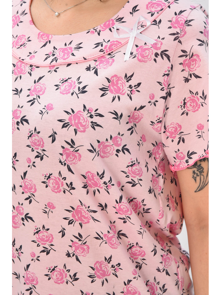 Ночная рубашка женская полубатальная розового цвета с принтом 625 209673C
