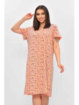 Ночная рубашка женская полубатальная пудрового цвета с принтом 625 209674C