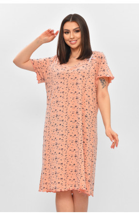 Ночная рубашка женская полубатальная пудрового цвета с принтом 625 209674C