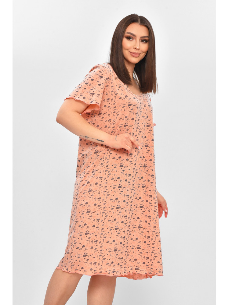 Ночная рубашка женская полубатальная пудрового цвета с принтом 625 209674C