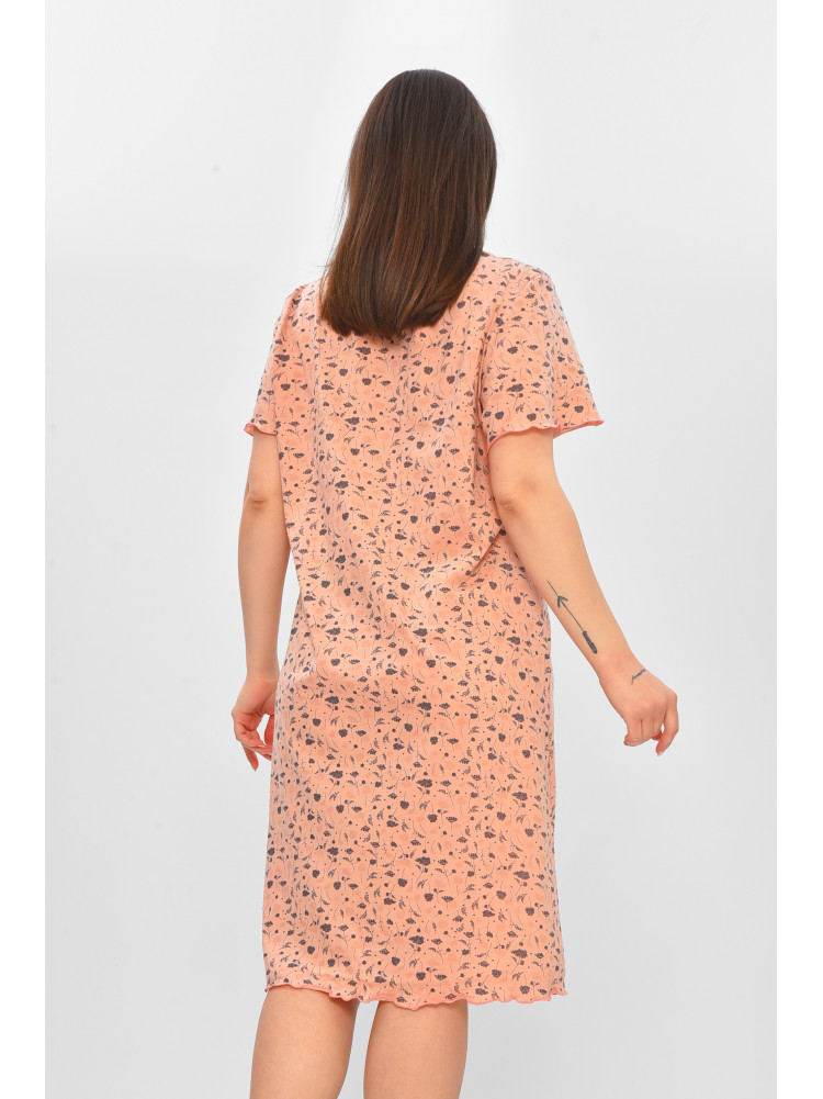 Ночная рубашка женская полубатальная пудрового цвета с принтом 625 209674C