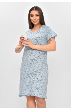 Ночная рубашка женская полубатальная голубого цвета с принтом 625 209675C