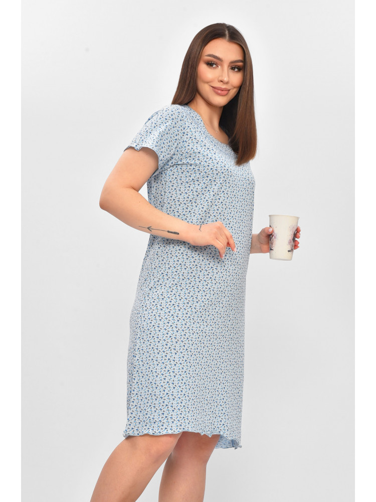 Ночная рубашка женская полубатальная голубого цвета с принтом 625 209675C