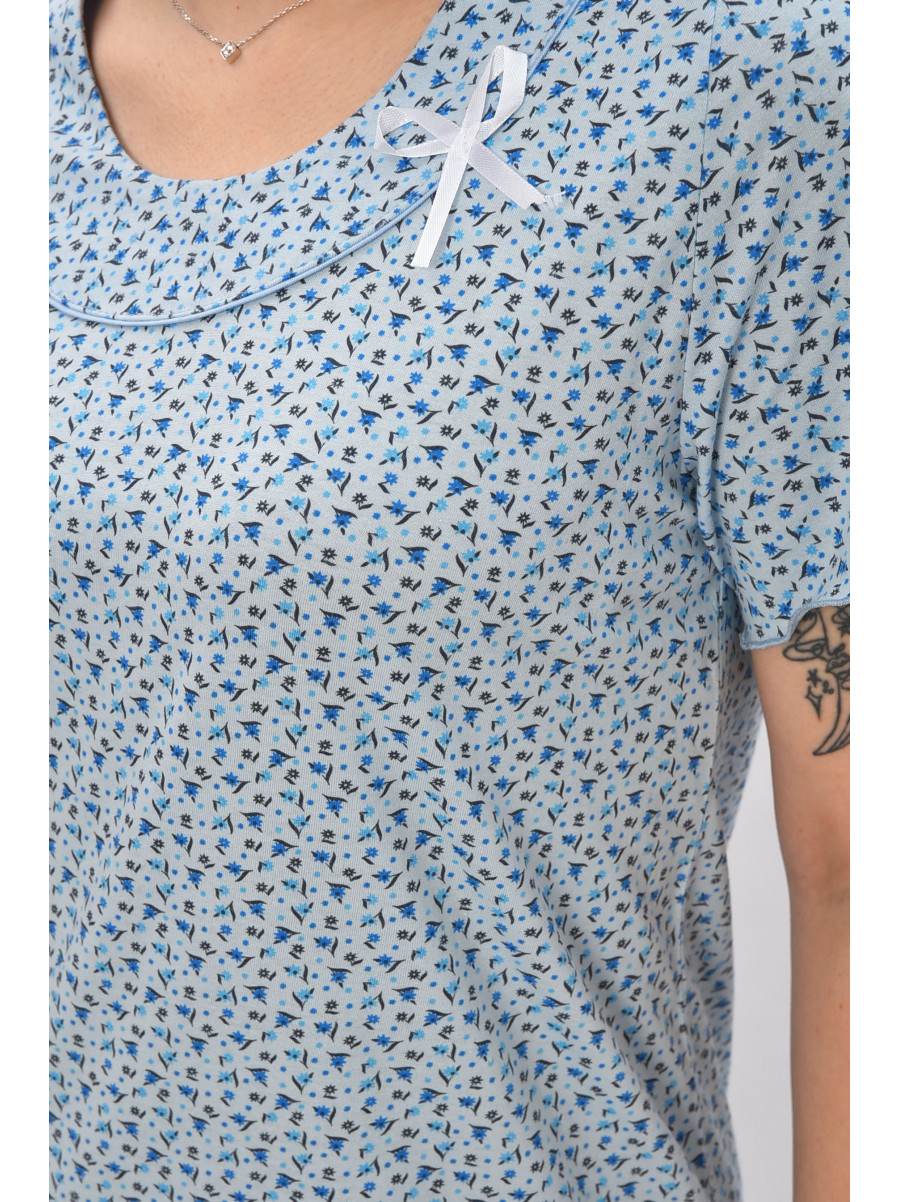 Ночная рубашка женская полубатальная голубого цвета с принтом 625 209675C