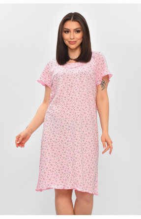 Ночная рубашка женская полубатальная розового цвета с принтом 625 209676C