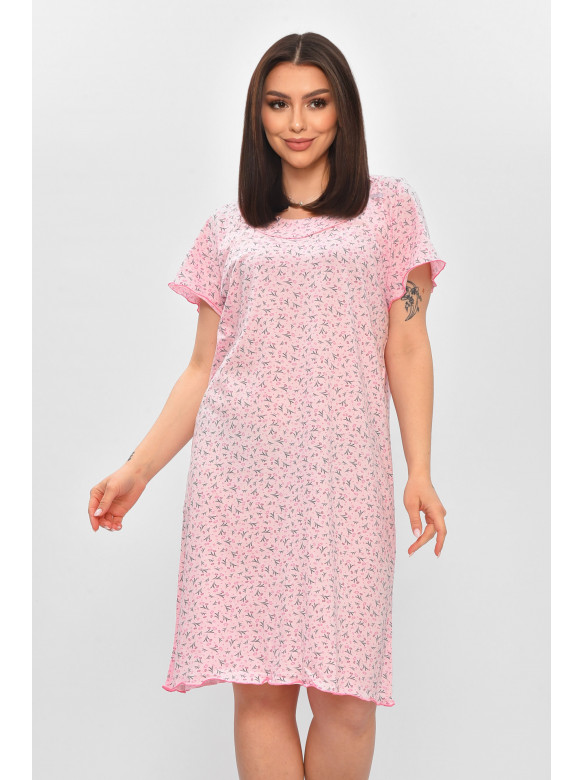Ночная рубашка женская полубатальная розового цвета с принтом 625 209676C