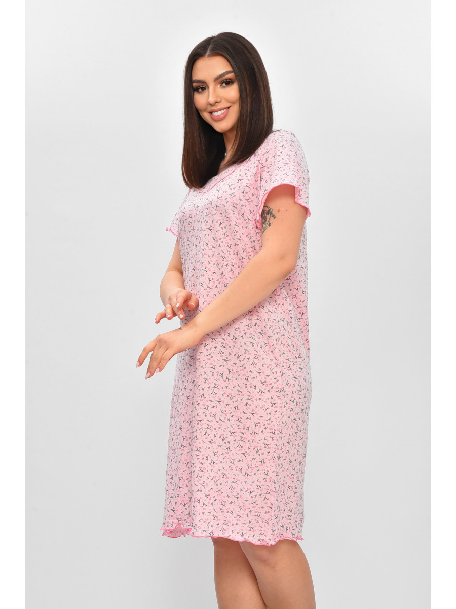 Ночная рубашка женская полубатальная розового цвета с принтом 625 209676C