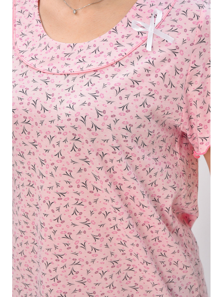 Ночная рубашка женская полубатальная розового цвета с принтом 625 209676C