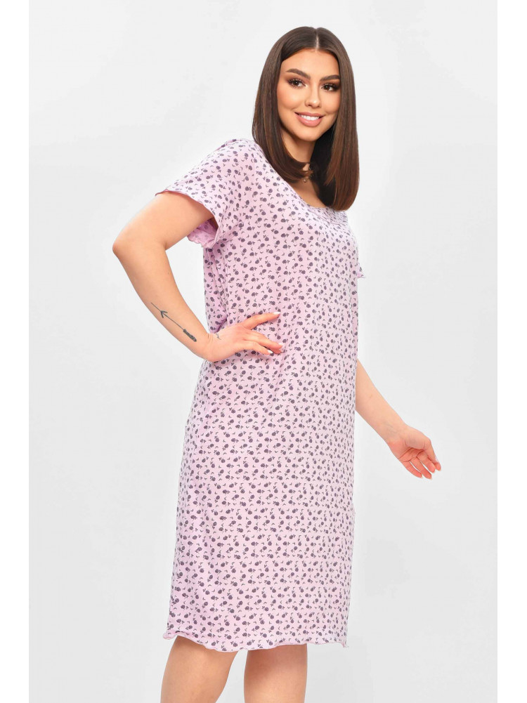 Ночная рубашка женская полубатальная сиреневого цвета с принтом 625 209677C