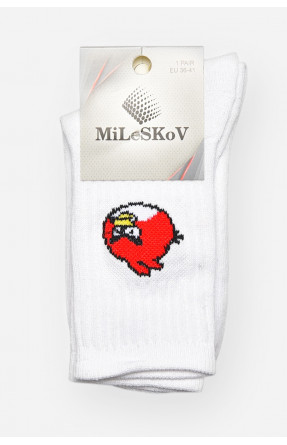 Носки женские демисезонные белого цвета XL 052 209814C