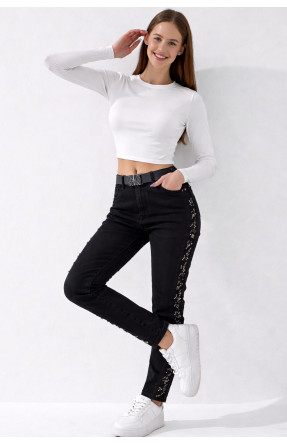 Джинси жіночі однотонні чорного кольору RE-6073 209887C Джинси жіночі однотонні чорного кольору RE-6073 209887C