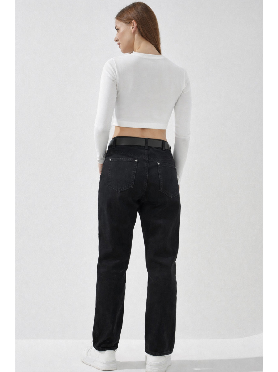 Джинси жіночі однотонні чорного кольору RE-6073 209887C