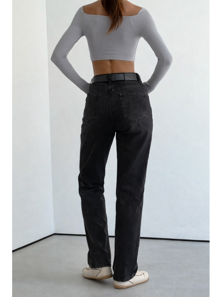 Джинси жіночі однотонні чорного кольору RE-6070 209888C
