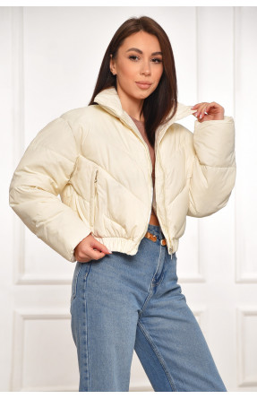 Куртка жіноча демісезонна укорочена молочного кольору 8820 209977C Куртка жіноча демісезонна укорочена молочного кольору 8820 209977C