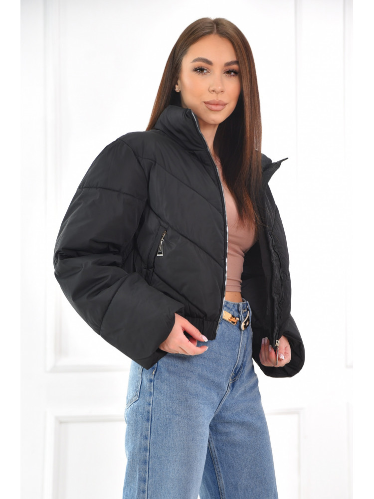 Куртка жіноча демісезонна укорочена чорного кольору 209978C