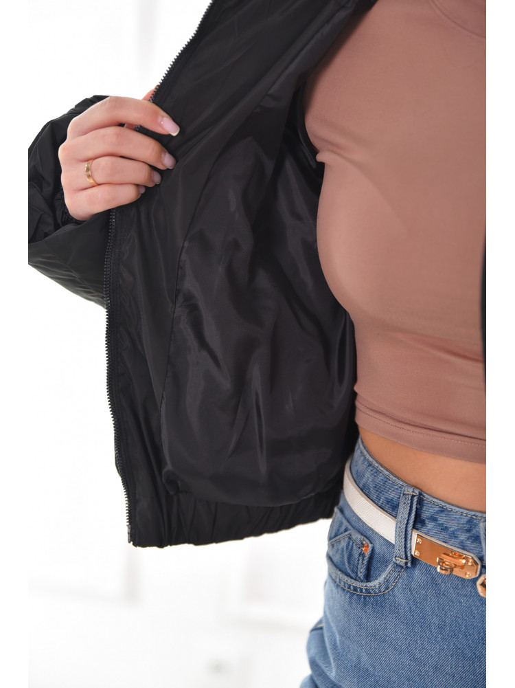 Куртка жіноча демісезонна укорочена чорного кольору 209978C