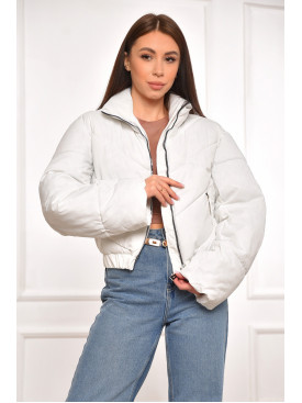 Куртка жіноча демісезонна укорочена білого кольору 209979C