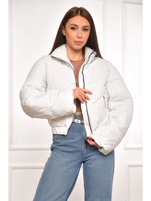 Куртка жіноча демісезонна укорочена білого кольору 209979C