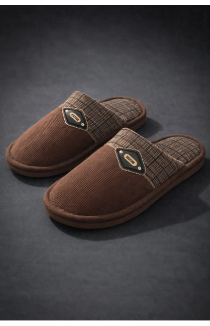 Тапочки комнатные мужские тёмно-коричневого цвета D369 209983C Тапочки комнатные мужские тёмно-коричневого цвета D369 209983C