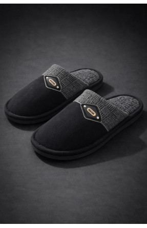 Капці кімнатні чоловічі чорного кольору D369 209984C Капці кімнатні чоловічі чорного кольору D369 209984C