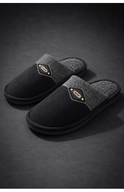 Тапочки комнатные мужские черного цвета D369 209984C Тапочки комнатные мужские черного цвета D369 209984C