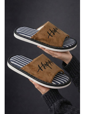 Капці кімнатні чоловічі темно-коричневого кольору Н57 209986C Капці кімнатні чоловічі темно-коричневого кольору Н57 209986C