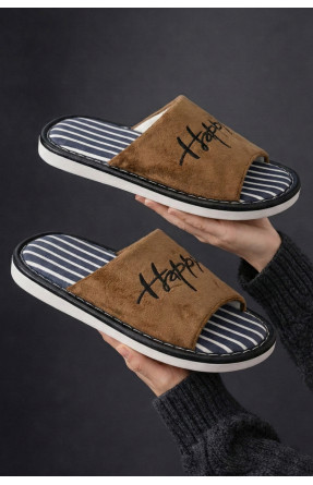 Капці кімнатні чоловічі темно-коричневого кольору Н57 209986C