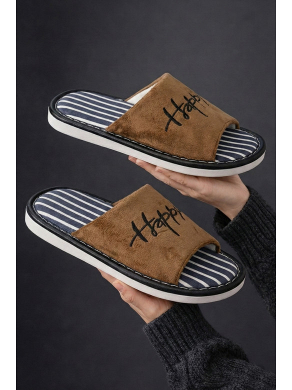 Капці кімнатні чоловічі темно-коричневого кольору Н57 209986C