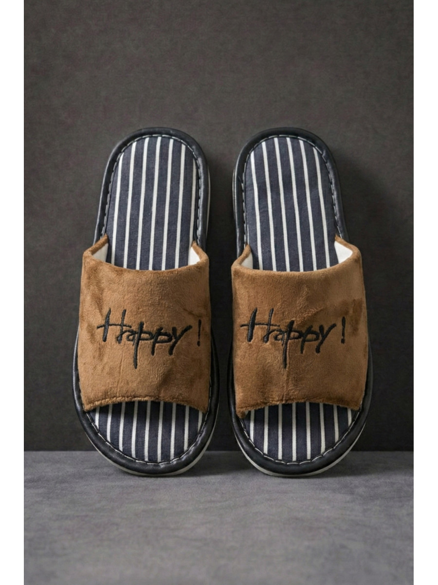 Капці кімнатні чоловічі темно-коричневого кольору Н57 209986C