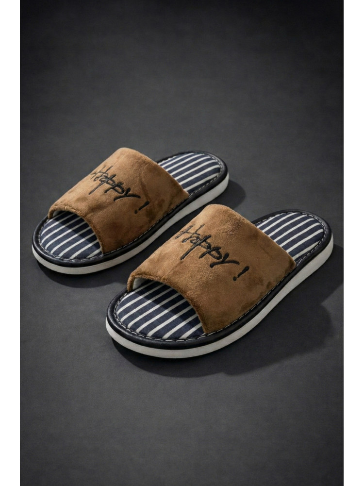 Капці кімнатні чоловічі темно-коричневого кольору Н57 209986C