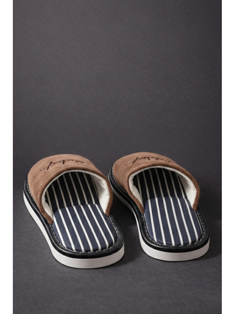 Капці кімнатні чоловічі темно-коричневого кольору Н57 209986C