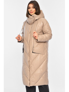 Куртка женская удлиненная еврозима бежевого цвета Уценка 8937 210014C Куртка женская удлиненная еврозима бежевого цвета Уценка 8937 210014C